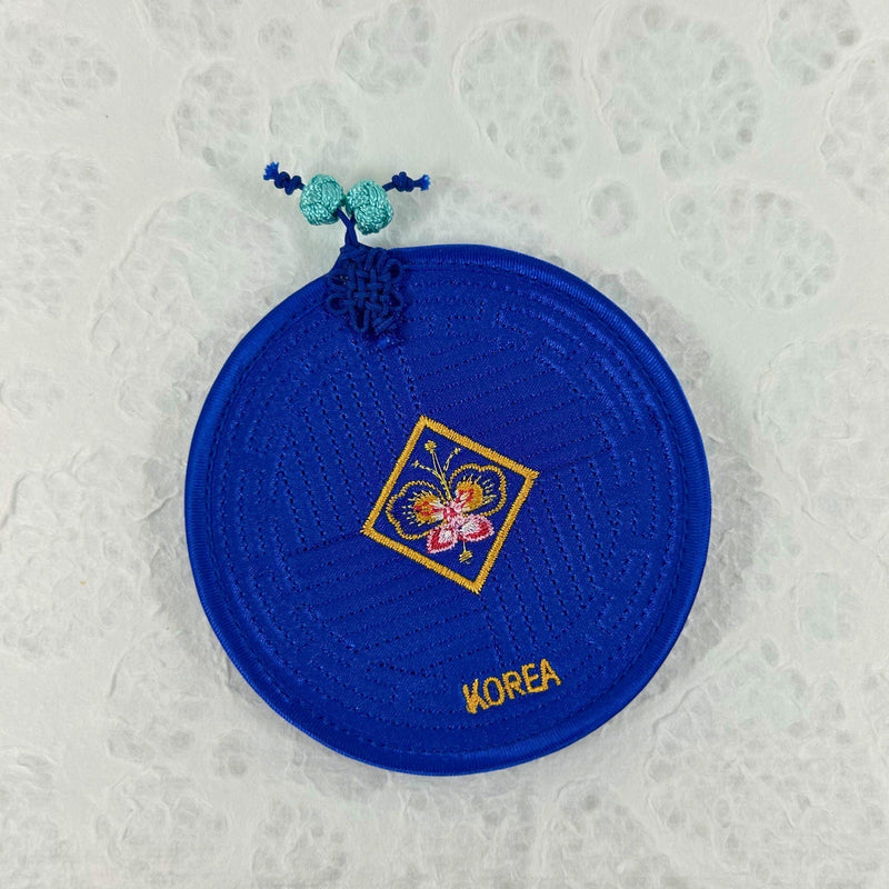 Korean Traditional Embroidery Coaster Set of 5 | Handmade Silk Knot Tassel | Ko